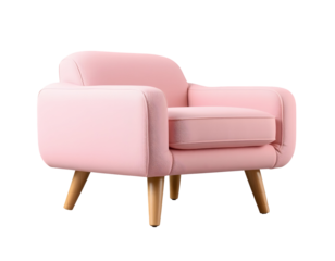 Pink Armchair with Wooden Legs