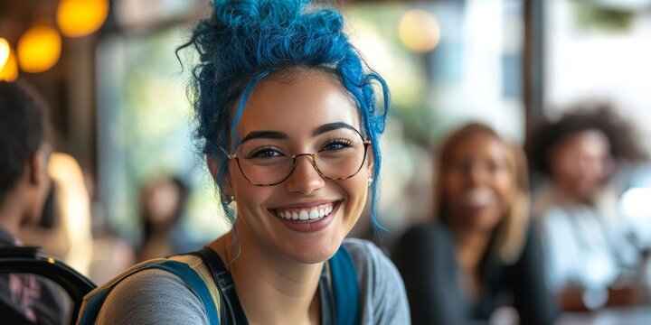 Inclusive image of a smiling mixed-ethnic disabled lesbian female office worker in a wheelchair collaborating with colleagues during a team-building session. This captures the spirit, Generative AI - Powered by Adobe