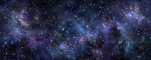 Fototapeta premium Celestial calligraphy shaped like star-dusted constellations in deep sky