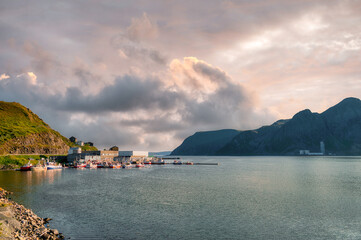 Fototapeta premium Honningsvag is a small town located in the municipality of Nordkapp, in the Finnmark region of northern Norway.