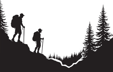 Hiking Silhouette Forest SVG

Backpackers in Mountains Clipart

