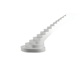 Elegant White Staircase on Transparent Background