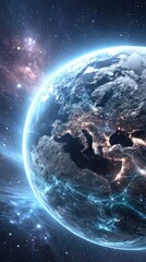 Obraz premium Earth in space, glowing