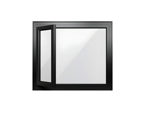 Open Black Window with White Glazing and a Transparent Background