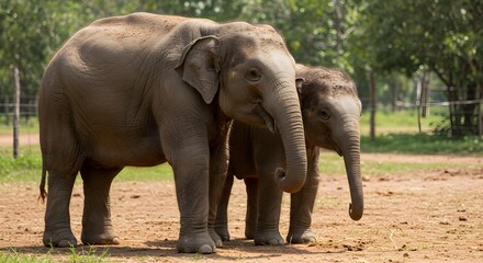 Fototapeta premium Two elephants in natural habitat