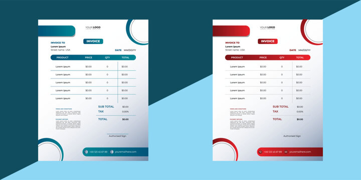 Unique Company Invoice Print Design Template