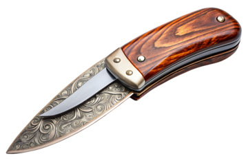 Knife with a wooden handle and a silver blade