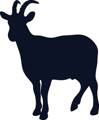 goat silhouette vector illustration, ideal for farm logos, livestock branding, agricultural designs, or rustic animal-themed graphics.

