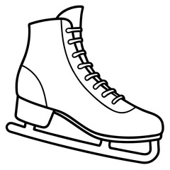 Minimalist Ice Skate Outline Vector Clean Winter Sports Line Art Design