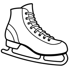 Minimalist Ice Skate Outline Vector Clean Winter Sports Line Art Design