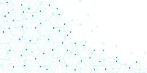 Technology abstract white digital background of connected dot with blue line .many squares and rectangle shapes .Internet connection network high digital technology with connecting points and dots