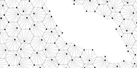  Technology abstract white digital background of connected dot with black line .many squares and rectangle shapes .Internet connection network high digital technology with connecting points and