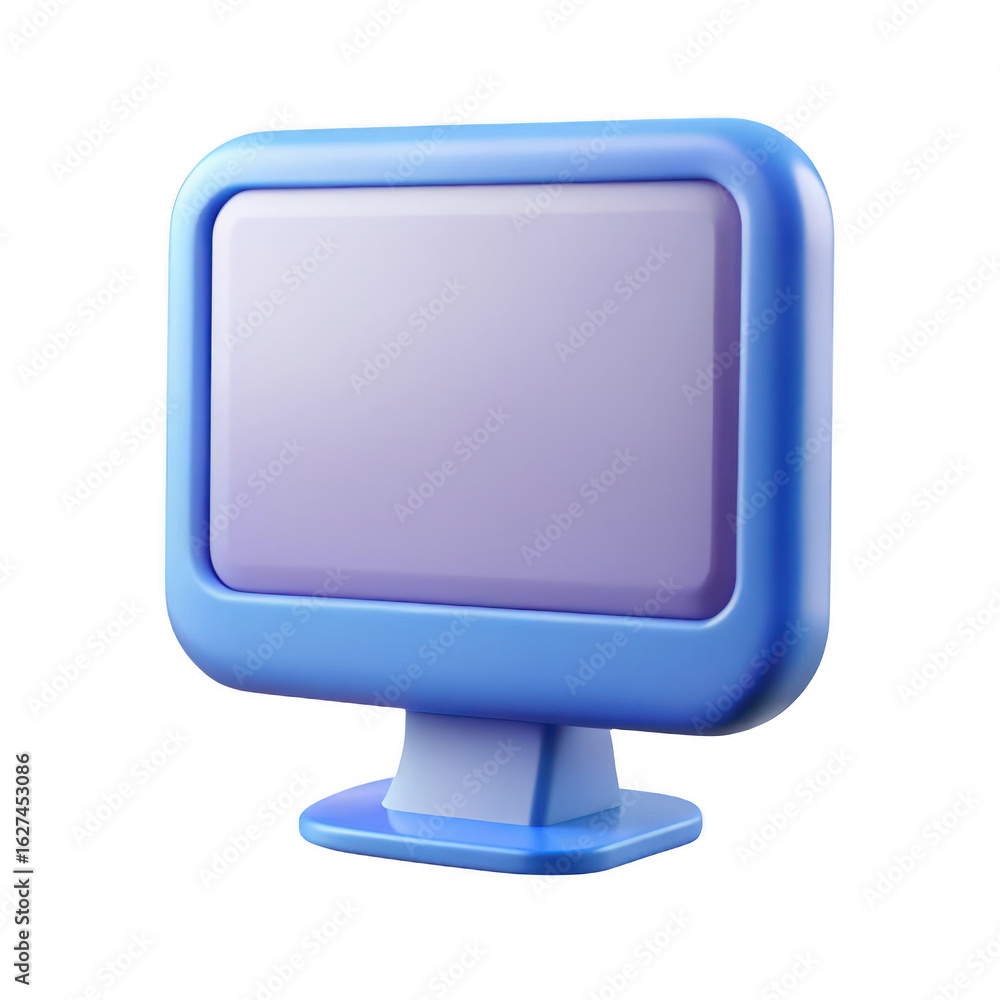 Poster 3d rendering of a computer monitor icon isolated on transparent background