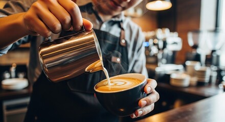 Latte art being created by a barista.