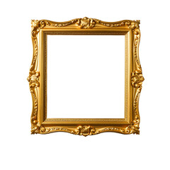 Ornate Gold Picture Frame on Transparent Background