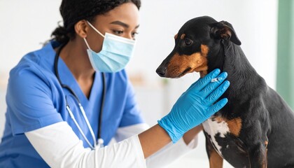 veterinarian with dog