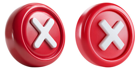 Obraz premium Red cross icons isolated on transparent PNG image perfect for error messages or cancel action buttons