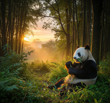 Fototapeta panda in the forest