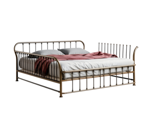 Elegant Wrought Iron Bed with Cozy Linens