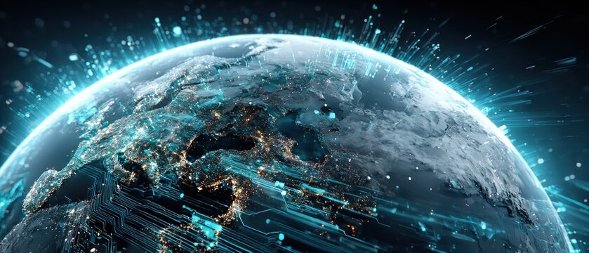 Earth with digital network (1)