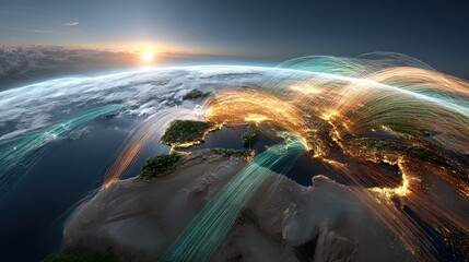Earth's European region, sunrise, network