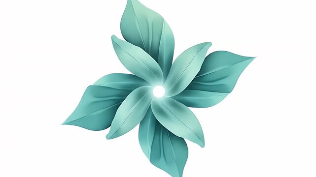 Mock-up illustrated logo for a wellness or healthcare  or environmental startup&mdash;cross-shaped organic form built with leaf and wave elements in calming teal and blue tones.

