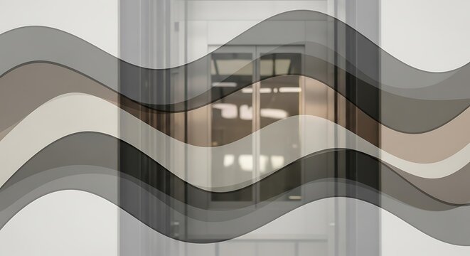 Abstract architectural layers with subtle tonal wave overlay creating depth and intrigue