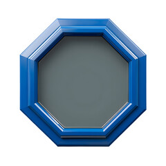 Blue Octagon Frame on Transparent Background