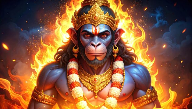 Fiery monkey god illustration