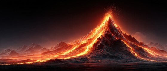 Fiery mountain erupting