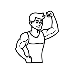 Body builder line art, Workout refers to physical exercise or activity performed to improve fitness, strength, or overall health