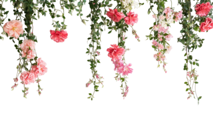 Elegant Hanging Floral Decoration with Delicate Petals and Soft Bloom Arrangement Isolated on White Background