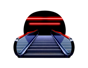 Futuristic Escalator with Neon Lighting