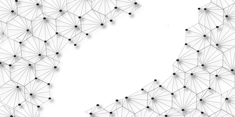  Technology abstract white digital background of connected dot with black line .many squares and rectangle shapes .Internet connection network high digital technology with connecting points and