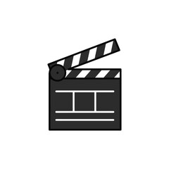 Simple Black and White Clapperboard Illustration for Filmmaking and Movie Production