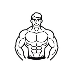 Body builder line art, Workout refers to physical exercise or activity performed to improve fitness, strength, or overall health