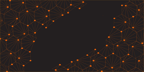 Modern abstract network science connection technology gold line premium dot and graphic design. many squares and rectangle shapes .Internet connection network high digital technology with connecting .