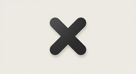 Obraz premium Simple black plus sign with drop shadow on off-white background.