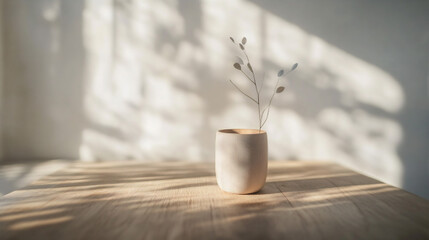 陶器とドライフラワーの静物構成：広告背景素材