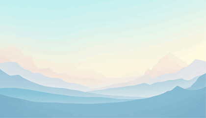 Obraz premium Abstract Blue Mountain Landscape with Soft Pastel Colors and Gentle Gradient Sky