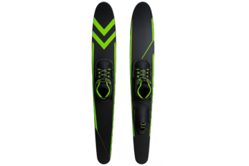 Modern Water Skis with Neon Green Accents and Secure Bindings for Water Sports and Recreation