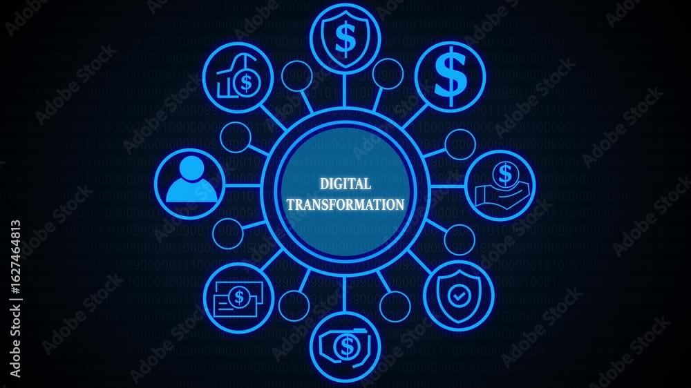 Aufkleber digital transformation ,business, technology, internet and networking concept ,blockchain business c