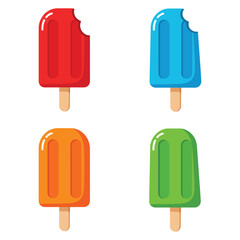 Colorful Popsicle Collection Summer Treats in Red Blue Orange and Green