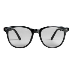 Fototapeta premium Classic black framed eyeglasses with clear lenses showcasing a stylish and modern design isolated on transparent background