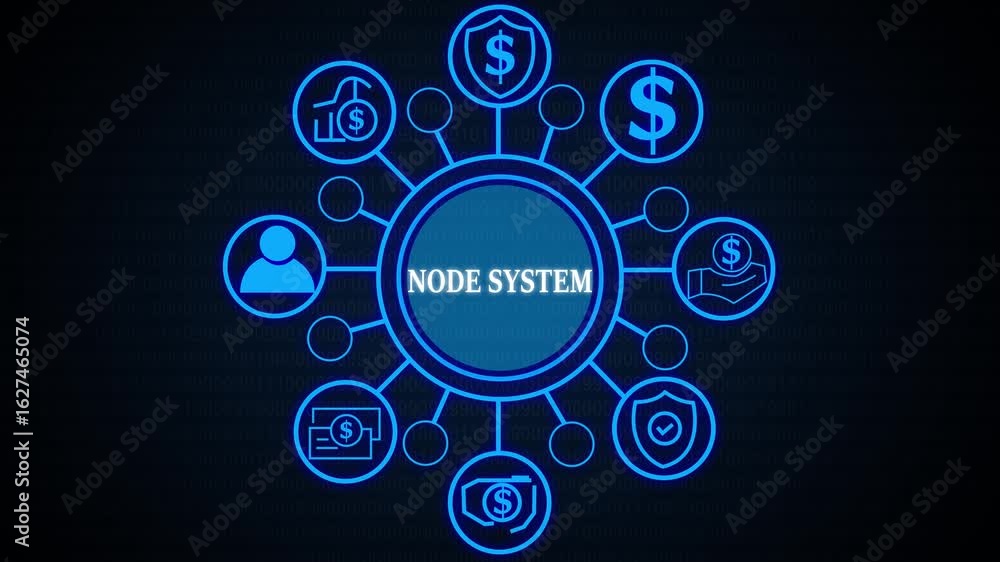 Aufkleber node system ,business, technology, internet and networking concept ,blockchain business concept ,dec