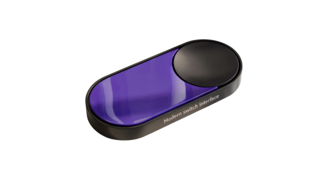 Sleek modern purple switch interface device with tactile button for innovative tech solutions