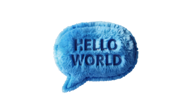 Soft blue fluffy speech bubble with 'HELLO WORLD' text for modern communication and digital expression - Powered by Adobe