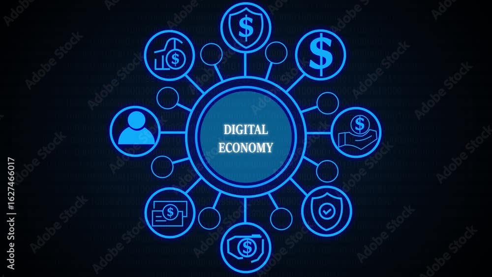 Aufkleber digital economy ,business, technology, internet and networking concept ,blockchain business concept 