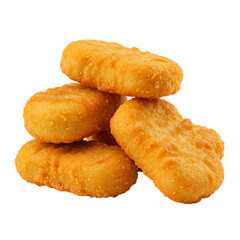 Fototapeta premium Pile of golden chicken nuggets isolated on transparent background