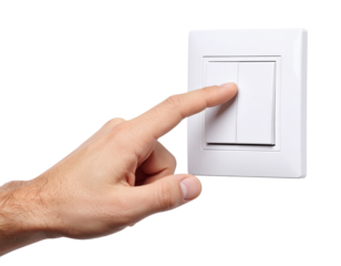 hand holding a light switch